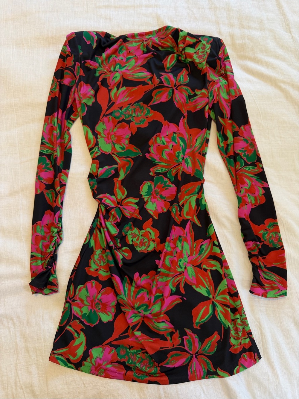 Zara Floral Print Long Sleeve Mini Dress Size XS - Picture 4 of 9